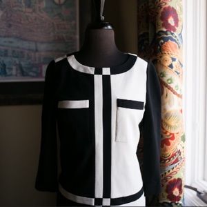 Per Se DRESS Black and White Color Block Dress